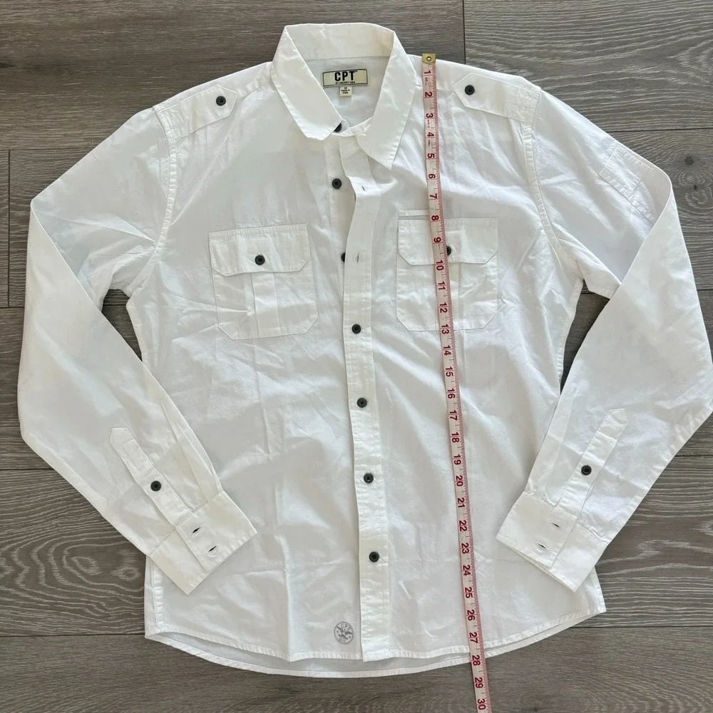 Vintage Cockpit USA Mens White Long Sleeve D.I. Heritage Button Up Shirt‎ Size M